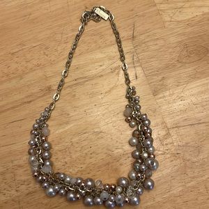 Gold, with faux pearls and crystal necklace